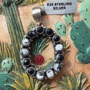 White Buffalo Stone Circle Sterling Silver Pendant